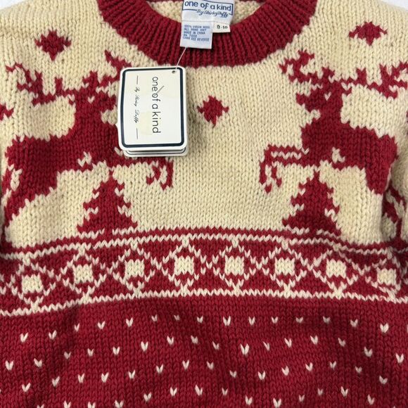 NEW One Of A Kind By Shirley Duffy Handmade Kids Reindeer Sweater 8/10 Medium - Picture 3 of 11